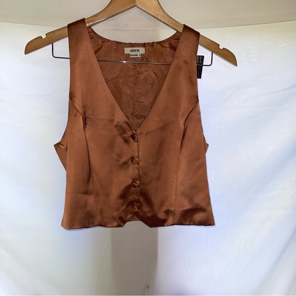 Jason Wu Vest Women's Medium Copper Bronze Sleeveless Blouse Satin Button - Picture 2 of 7
